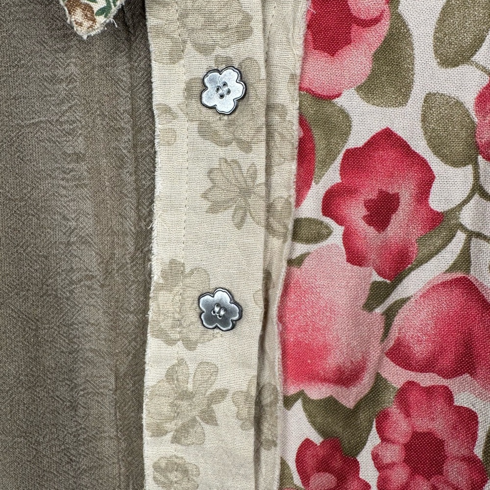 Pol Long Sleeve Patchwork Double Gauze Shirt Flor… - image 4